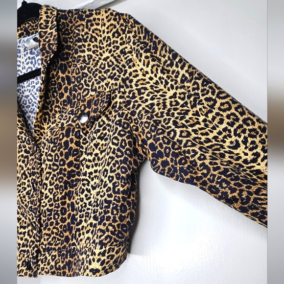 90s VTG MENU Leopard Print Cropped Jacket Sz 12 - Picture 6 of 7